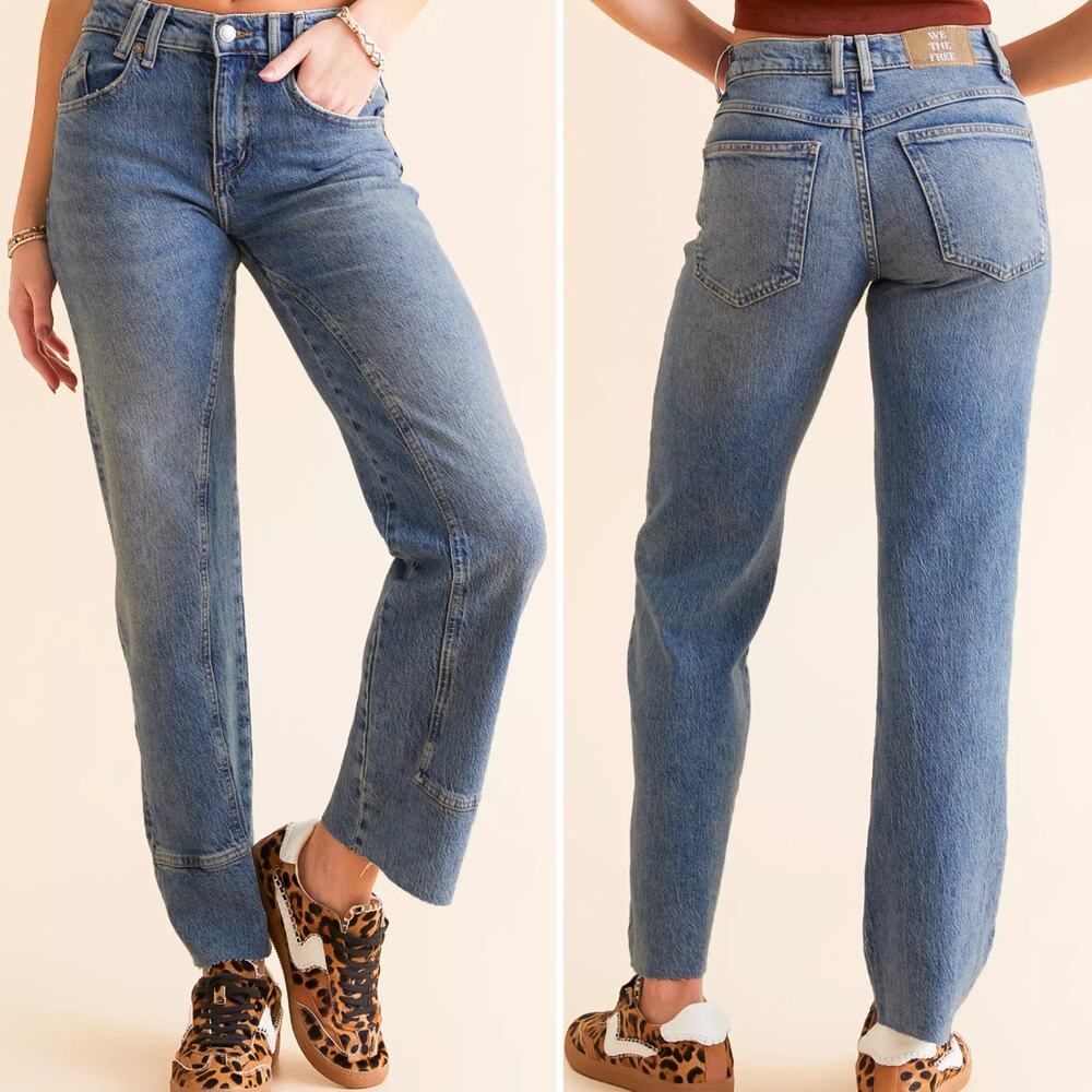 FREE PEOPLE Risk Taker Straight Stretch Jeans in Mantra Size 28